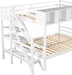 Twin Size Bed Frame for Bedroom Twin over Full Bunk Bed with Staircase and Built-In Storage Cabinets No Box Spring Needed White 96" L X 57.2" W X 62.2" H