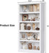 White Durable Five Tier 71Inch Adjustable Bookcase