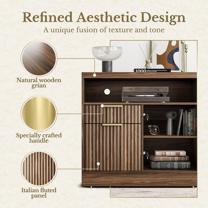 ThirtyTwoInch Walnut Lateral File Cabinet Lockable Assembly