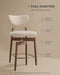 VASAGLE Wooden Bar Stools Set of 2, Linen-Look Fabric, Cappuccino Beige | Barstools with Solid Wood Legs, Ergonomic Backrest, Mid Century Modern, for Kitchen Island, Linen-Look Fabric