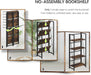 No Assembly Folding Bookshelf Storage Shelves 4 Tier Vintage Bookcase Standing Racks for Bedroom Living Room Home Office