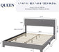 Queen Bed Frame with Upholstered Adjustable Headboard, Platform Bed with Wood Slats, Heavy Duty Mattress Foundation, No Box Spring Needed, Easy Assembly, Light Grey
