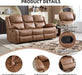 2 Pieces Manual Recliner Sofa Set, Faux Leather Reclining Couch Set for Living Room, Included Loveseat Recliner Couch and 3 Seat Reclining Sofa, Brown