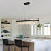 Black Linear Crystal Chandeliers 39Inch Dining Room