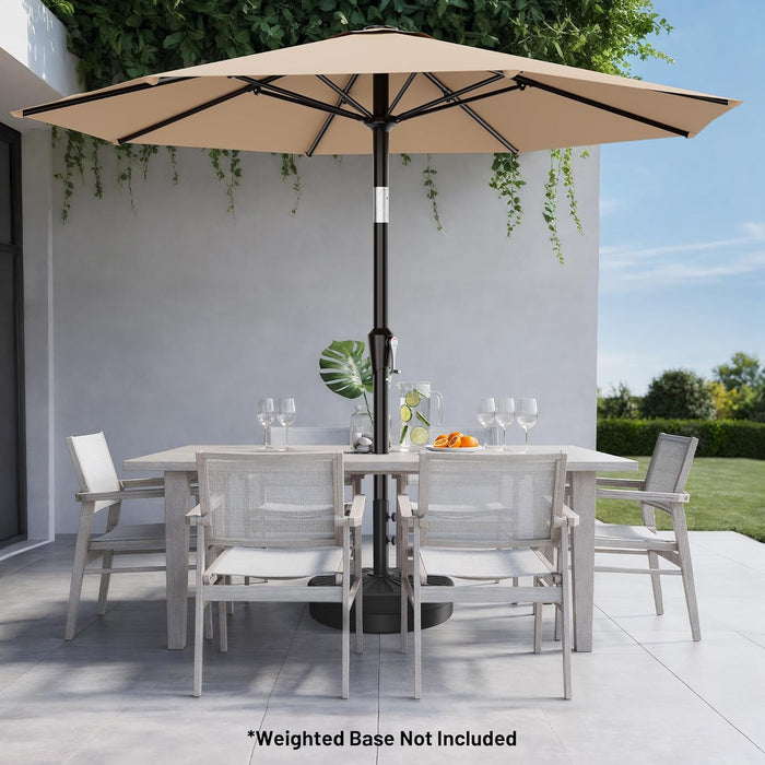10 FT Outdoor Patio Umbrella, Patio Table Umbrella with Push Button Tilt and Crank, Outdoor Patio Umbrellas with 8 Fiberglass Ribs, Patio Umbrellas for Market, Garden, Pool (Beige)