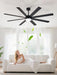 66" Ceiling Fans with Lights: Black Indoor/Outdoor Ceiling Fan for Patios Living Room - 8 Blades Dimmable Large Ceiling Fans with Remote APP Control Timer Reversible Quiet DC Motor 6 Speeds