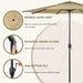 9Ft Outdoor Patio Umbrella W/ Push Button Tilt and Crank, 8 Ribs, Brown