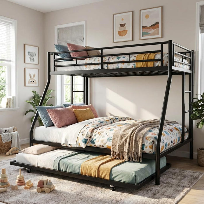 IndustrialGrade Twin Over Full SpaceSaving BunkBed Trundle
