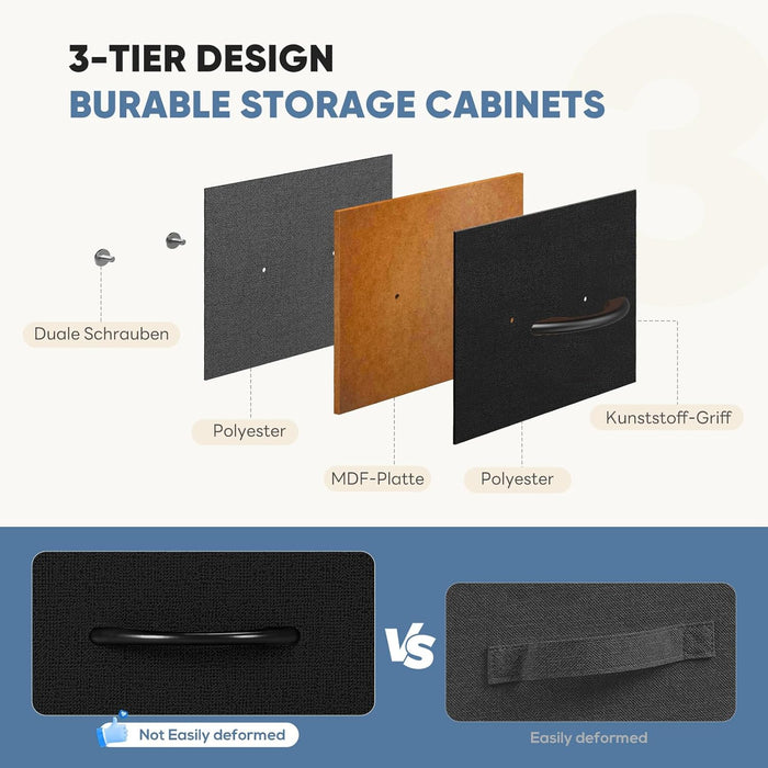 9 Drawer Dresser for Bedroom, Fabric Storage Organizer with Sturdy Metal Frame, Wooden Top Chest of Drawers for Closet Entryway Guest Room,Matte Black