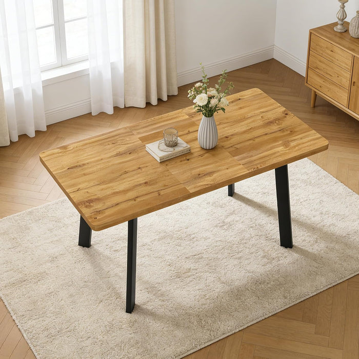 Modern 47.2"-63" Extendable Rectangular Dining Room Table, Walnut | Removable Extension Leaf, Durable MDF Tabletop, Accommodates 4-8 Guests, Great for Dining Room Small Kitchen & Dinner Spaces