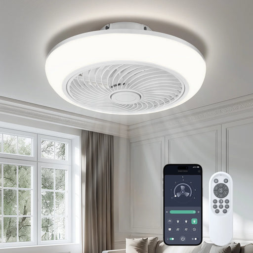 18Inch Flush Mount Ceiling Fans with Lights, Adjusting Light Colors and Wind Speeds, Timing Fan, for Indoor & Outdoor