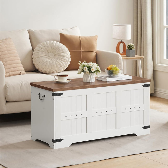 Antique Farmhouse Charred Walnut Toy Chest Storage