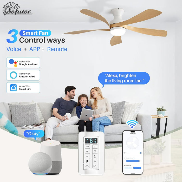 52 Inch Intelligent Ceiling Fan BluetoothEnabled Remote