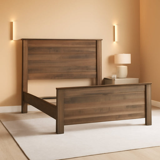 Signature Design by Ashley Trinell Casual Queen Panel Bed with Metal Slats and Nailheads, Foundation or Box Spring Needed, Dark Brown