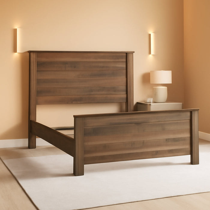 Signature Design by Ashley Trinell Casual Queen Panel Bed with Metal Slats and Nailheads, Foundation or Box Spring Needed, Dark Brown
