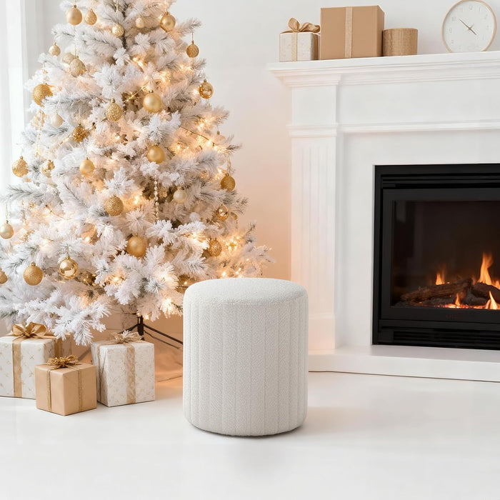 Modern round Ottoman with Soft Padded Seat, Multifunctional Vanity Chairs for Makeup, Upholstered Footrest Stool Ottoman Foot Stool for Living Room, Bedroom