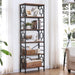 Six Tier Tall Bookcase Chestnut Brown ReinforcedSteel