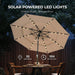 9FT 3-Tier Solar Patio Umbrella Heavy Duty, Vented Market Table Umbrella Windproof with 32 LED Lights, UPF50+, 5-Year Fade Resistant, 8 Thicker Ribs for Pool, Lawn, Garden, Deck (Beige,No Base)