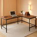 L-Shaped Desk, 67 Inch Industrial Reversible Corner Computer Office Desk PC Laptop Study Table Workstation with Metal Pipe Legs for Home Office (Rustic Brown)