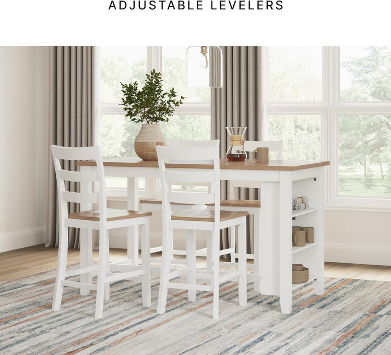 Gesthaven Casual Dining Room Table Set with 4 Chairs and Bench, Set of 6, Mango Wood, 30.25" Table Height, Blue & Light Brown