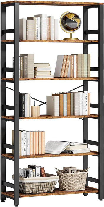 Bookshelf, 31.5" Wide 6-Tier Industrial Bookcase, Vintage Brown