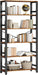 Bookshelf, 31.5" Wide 6-Tier Industrial Bookcase, Vintage Brown