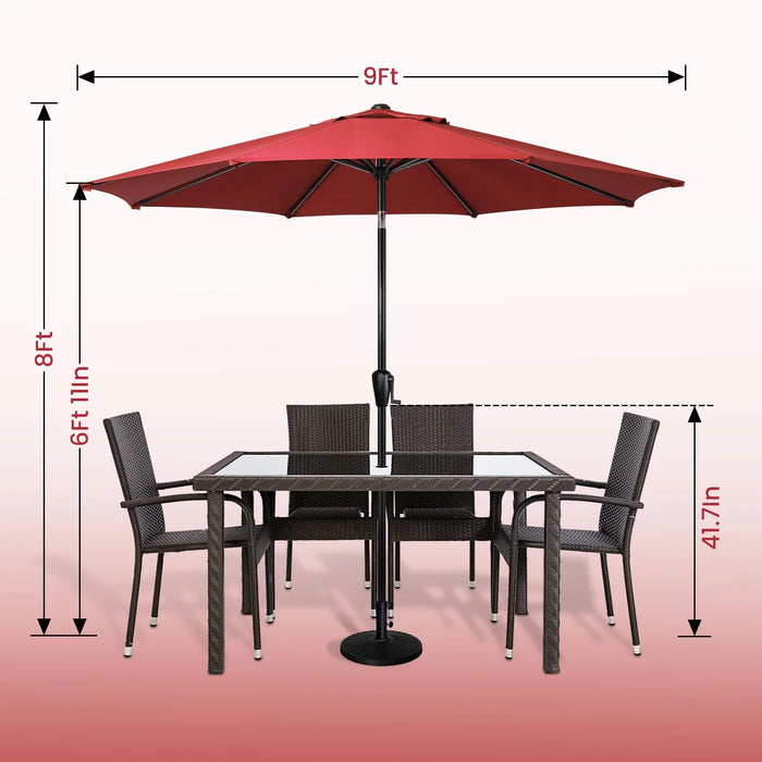 Havenside Home  9' round 8Rib Aluminum Market Umbrella, Base Not Included Red