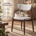 Wooden Dining Chairs Set of 4, Upholstered Dining Room Chairs with Curved Backrest, Mid Century Modern Fabric Kitchen Chair Foot Pegs, Upgrade with Taller Chair Legs, Cream & Walnut Legs