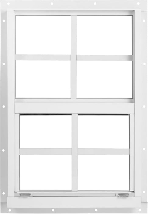 Shed Windows 2 Pack 14" W X 21" H Flush Mount White Window with Tempered Glass and Fiberglass Screen,Sliding Windows with Vertical Slider and Screws for Sheds,Chicken Coop, Playhouse Garbage Room Etc