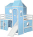 Twin Loft Bed With MultiSlide Playhouse AzureOceanBlue