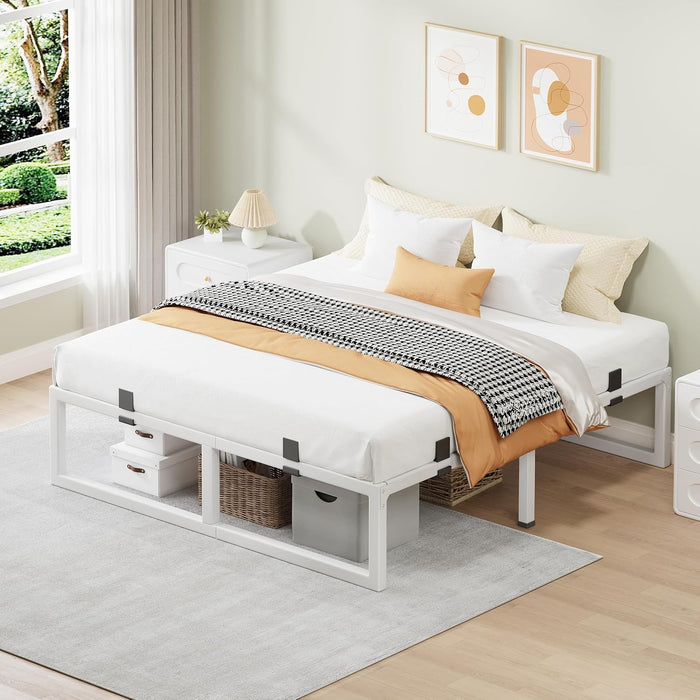 14 Inch Metal Queen Bed Frame with Steel Support, Noise-Free