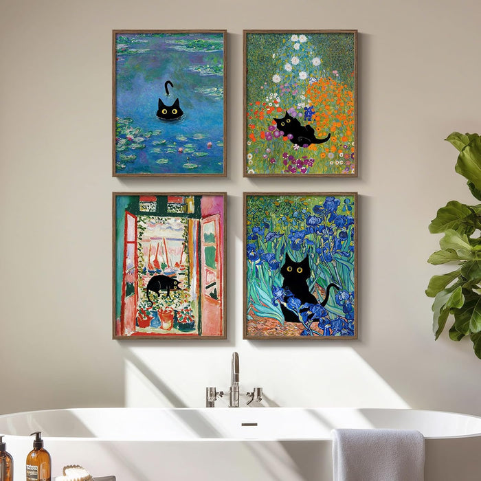 Framed Luxurious MonetStyle Cat WallArtDecor 11x14