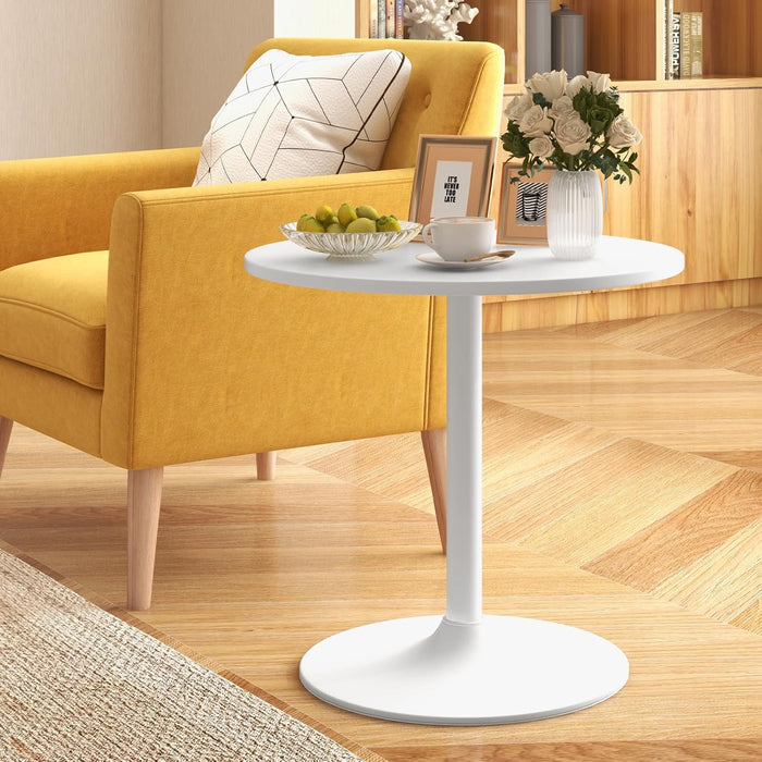 round Bistro Table, Height Adjustable Bar Height Cocktail Table, High Top Pub Table Snack Table with Heavy-Duty Metal Base for Home Bar, Dining Room, Restaurant, White