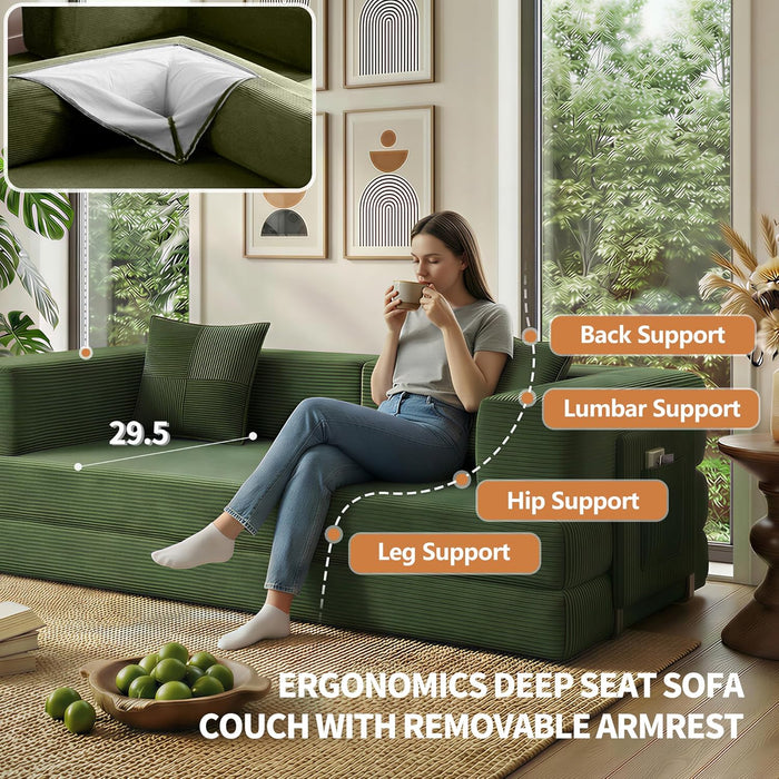 Emerald 78.8 Inches Transformable Sleeper Couch Bed