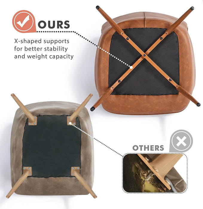 PU Leather BarrelShapedContoured Armchair Brown Metal Legs