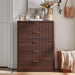 Fluted 5 Drawers Dresser for Bedroom, 41" Tall Modern Chest of Drawers with Metal Handle, Curved Profile Farmhouse Closet Organizer Wood Dressers TV Stand for Living Room, Hallway, Walnut