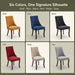 Upholstered Dining Chairs Set of 6, Gold Fabric, Curved Brown Wood Legs