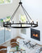 Black Wagon Wheel Chandelier 38Inch DiningRoom Industrial