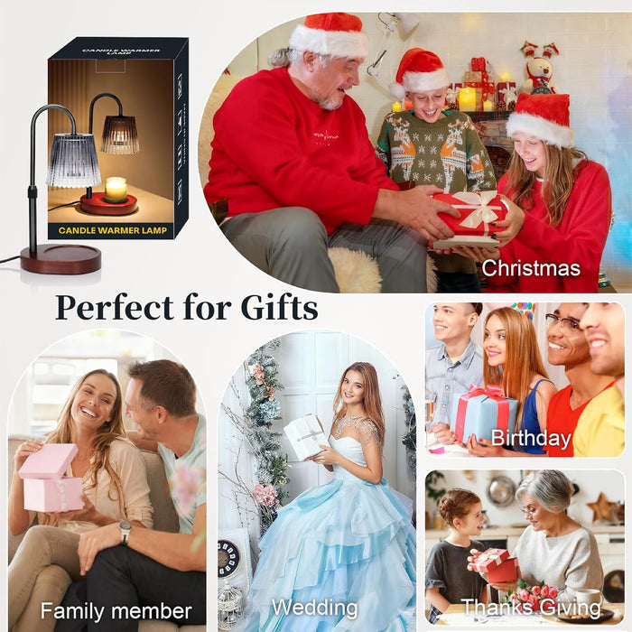 Candle Warmer Lamp with Timer Dimmer - Home Decor, Gifts for Mom Women Friend Sister -Wax Melt Warmer,Adjustable Height with 2 Bulbs