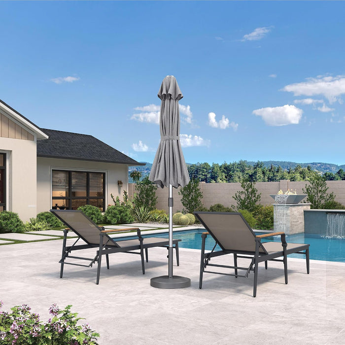 Outdoor Table Sun Umbrella 11.5 FT round Semi Auto Lift, Gray