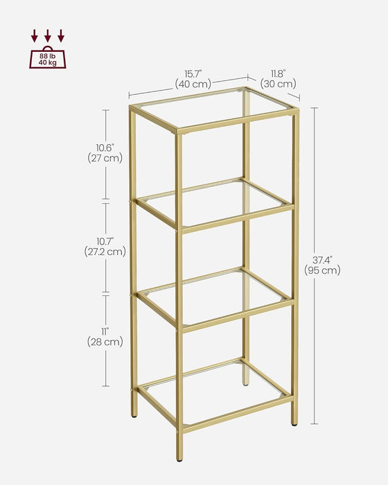 UltraSlim Bookshelf Gold Frame Modern Display Unit