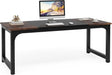 Modern Computer Desk, 70.8 X 31.5 Inch Large Office Desk Computer Table Study Writing Desk Workstation for Home Office, Black Metal Frame