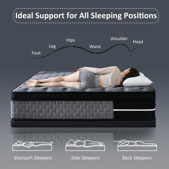 Full Size Mattress, 12 Inch Hybrid Full Mattress, Medium Firm