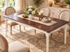 Elegantly Carved Dining Table,70.9" Solid Wood Kitchen Table for 6,Farmhouse Rectangle Table for 6 Persons,Carved Apron,Easy to Clean,Painted Finish,Fit Dining Room,Waterproof,Wn&Wt