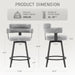 Counter Height Bar Stools with Full Back – Swivel Counter Stools Set of 2 with Linen Padded Back, Metal Footrest, Modern Barstools for Kitchen Counter, Island, Dining Room, Grey 24 Inch