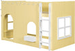Twin-Size Solid-Wood Loft Bed With LED-Illuminated Yellow