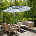 10FT Cantilever Patio Umbrella with Base Included, 360° Rotation Outdoor Offset Umbrella Bonus Fix Frame & Weights Bag for Backyard, Deck, Poolside (Gray)