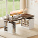 Farmhouse 55 Inch Electric Standing Desk with Storage, Walnut+White