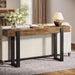63-Inch Long Console Table, Solid Wood Sofa Table behind the Couch with Metal Support, Farmhouse Entryway Furniture for Entrance, Hallway, Living Room, Rustic Brown & Black