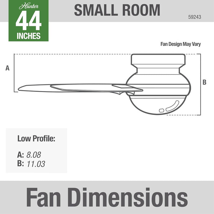 Fan Dempsey Low Profile Ceiling Fans with Lights and Remote, Flush Mount Ceiling Fan with Lights, Metal, Brushed Nickel Finish, 44 Inch LED